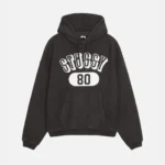 STUSSY 80 RELAXED HOODIE WASHED BLACK