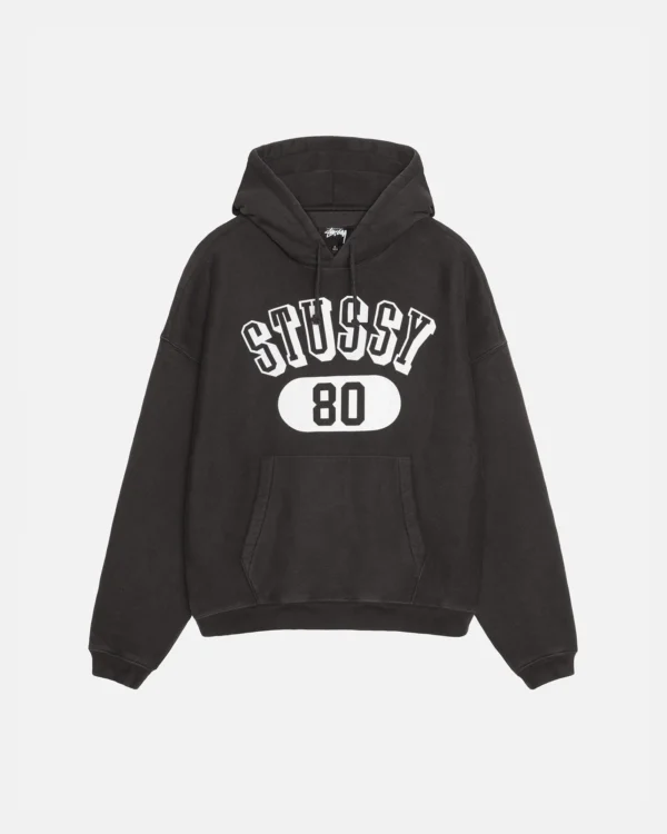 STUSSY 80 RELAXED HOODIE WASHED BLACK